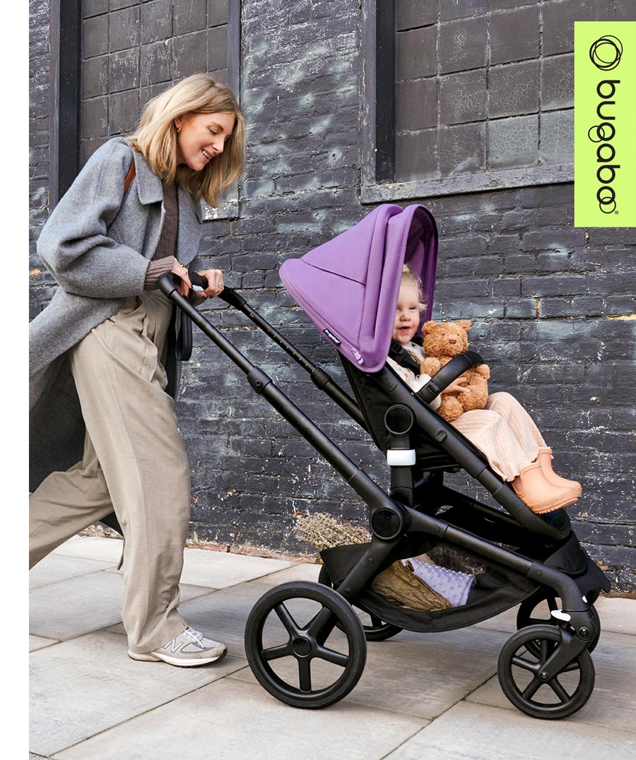 Bugaboo Fox 5 Astro Purple Stroller Mother and Daughter on a Walk