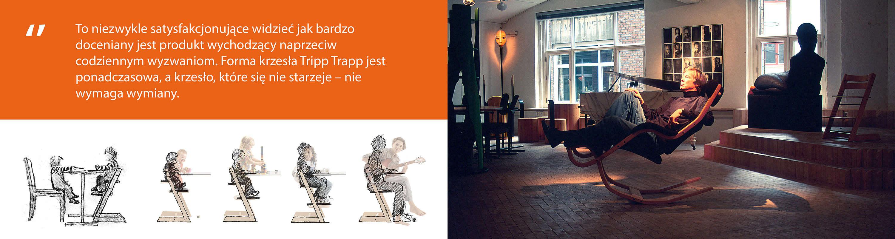Stokke Tripp Trapp is a minimalist, wooden, designer baby feeding chair.