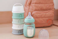 BEABA | Set of 4 Milk Storage Containers | cotton white/sage green