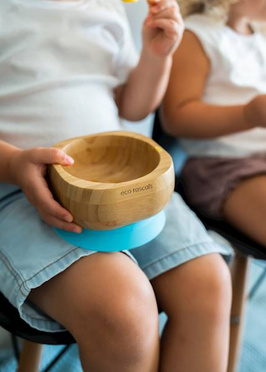 Eco rascals | Bamboo Deep Bowl with Suction Cup and Spoon | Blue