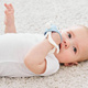 Smily Mia penguin and reindeer light blue teether