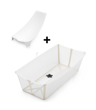 Stokke® Flexi Bath® X-Large Bundle duża składana wanienka + wkładka niemowlęca | Transparent Sandy Beige