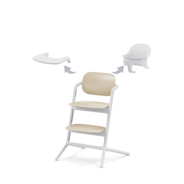 Cybex® Lemo 2™ zestaw 3w1, krzesełko ergonomiczne + baby set + tacka | Wood / Sand White 