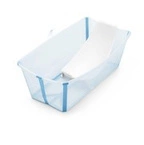 Stokke® Flexi Bath® + Newborn Support składana wanienka z wkładką niemowlęcą | Transparent Ocean Blue