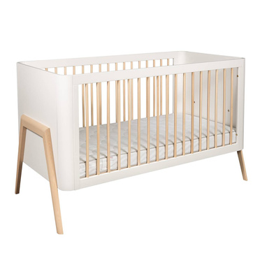 Troll Nursery | Torsten | Łóżeczko Dziecięce – 140 x 70 cm | White + Natural Wax