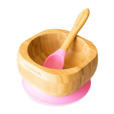 Eco rascals | Bamboo Deep Bowl with Suction Cup and Spoon | Pink