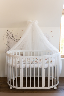 Waldin® tulle canopy with bracket Ecru