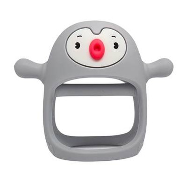 Smily Mia silicone penguin teether light gray