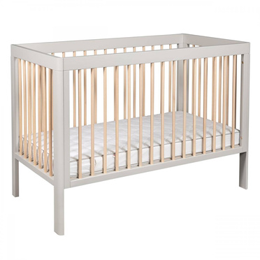 Troll Nursery | Lukas Duo Colour | Łóżeczko Dziecięce - 120 x 60 cm | Soft Grey + Natural Wax