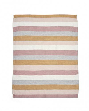 Mamas &amp; Papas | Woven Cotton Blanket | Pink Stripes