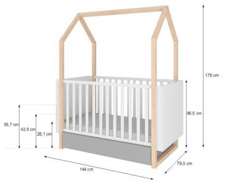 Bellamy Pinette crib 70x140 extendable to 160