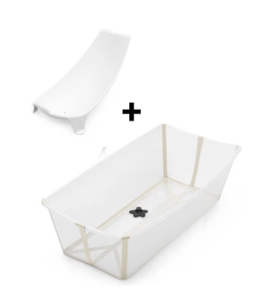 Stokke® Flexi Bath® X-Large Bundle duża składana wanienka + wkładka niemowlęca | Transparent Sandy Beige