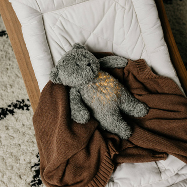 MOONIE | HUMMING TEDDY BEAR ORGANIC WITH LIGHT | ORGANIC GRAY