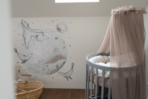 Waldin® tulle canopy with bracket Taupe