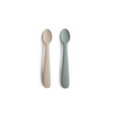 Mushie silicone spoons 2pack cambridge blue / shifting sand
