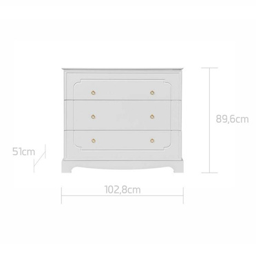 Bellamy Royal timeless white 3-drawer chest of drawers