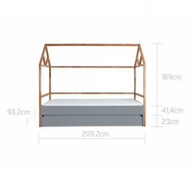 Bellamy | Lotta gray house crib with drawer 90x200