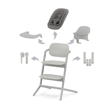 Cybex® Lemo 2™ 4-in-1 set, ergonomic chair + baby set + tray | Suede Grey