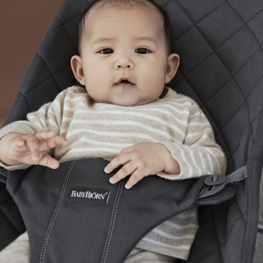 BabyBjorn | Bliss Baby Bouncer | Leżaczek-Bujaczek | 100% Bawełna | Anthracite plus zabawka Googly Eyes