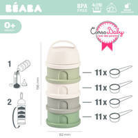 BEABA | Zestaw 4 Pojemników do Przechowywania Mleka | cotton white/sage green