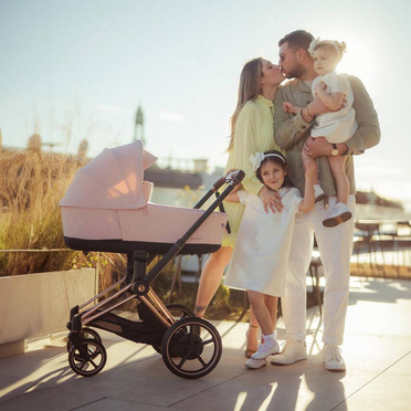 Cybex® Priam 4 4in1 set, deep-stroller with car seat and base | Peach Pink + Rosegold