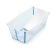 Stokke® Flexi Bath® + Newborn Support składana wanienka z wkładką niemowlęcą | Transparent Ocean Blue