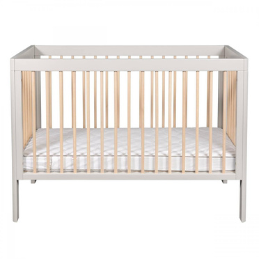 Troll Nursery | Lukas Duo Colour | Łóżeczko Dziecięce - 120 x 60 cm | Soft Grey + Natural Wax