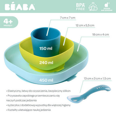 Beab | Set of Silicone Dishes with Suction Cup | Blue