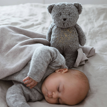 MOONIE | HUMMING TEDDY BEAR ORGANIC WITH LIGHT | ORGANIC GRAY