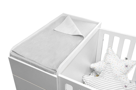Bellamy Up! gray linen changing table for crib