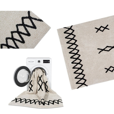Lorena Canals® handwoven 100% cotton rug 120 x 160 cm | Atlas Natural + Black