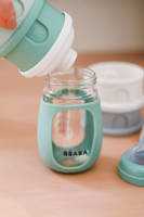 BEABA | Set of 4 Milk Storage Containers | cotton white/sage green