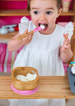 Eco rascals | Bamboo Deep Bowl with Suction Cup and Spoon | Pink