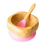 Eco rascals | Bamboo Deep Bowl with Suction Cup and Spoon | Pink