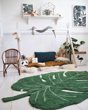 Lorena Canals® handwoven 100% cotton rug 120 x 160 cm | Monstera Leaf