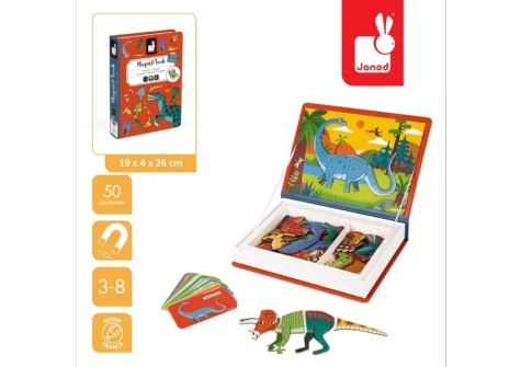Janod | Magnetyczna Układanka | Magnetibook | Dinozaury 