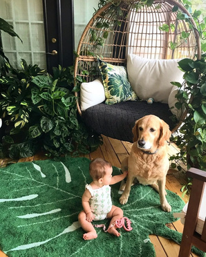 Lorena Canals® handwoven 100% cotton rug 120 x 160 cm | Monstera Leaf