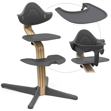 Stokke® Nomi® 3-in-1 set, ergonomic feeding chair Oiled Oak Anthracite