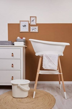 Bebe Jou | Sense Edition tub set with electronic temperature measurement + wooden stand | White