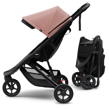 Thule® Spring trójkołowy wózek spacerowy | Matt Black + Misty Rose