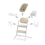 Cybex® Lemo 2™ 4-in-1 set, ergonomic chair + baby set + tray | Sand White/Wood