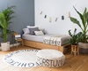 Lorena Canals® handwoven 100% cotton rug Ø150 cm | ABC Natural + Black