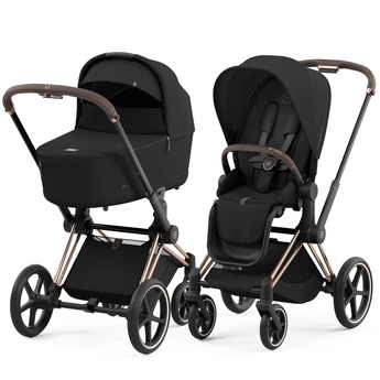 Cybex® Priam 4 2in1 set, deep-stroller | Sepia Black + Chrome (black handle)