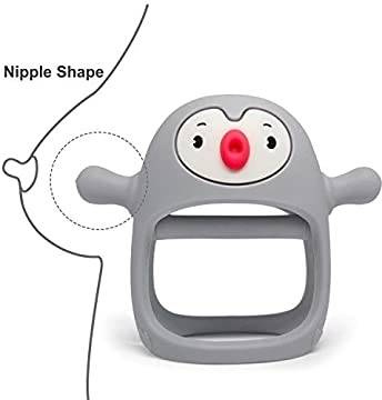 Smily Mia silicone penguin light blue teether
