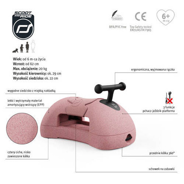 Scoot&Ride® My First jeździk do pchania 3w1 6m+ | Rose