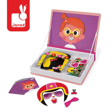 Janod | Magnetibook | Magnetic Puzzle | Funny Faces | Girl