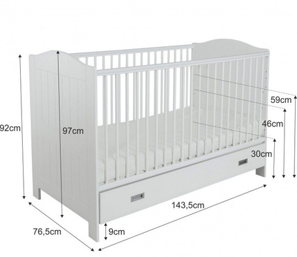 BELLAMY FINO - CRIB WITH COUCH FUNCTION 70X140