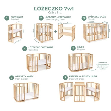 Waldin® łóżeczko 7w1 