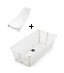 Stokke® Flexi Bath® X-Large Bundle duża składana wanienka + wkładka niemowlęca | Transparent Sandy Beige