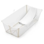 Stokke® Flexi Bath® X-Large Bundle duża składana wanienka + wkładka niemowlęca | Transparent Sandy Beige